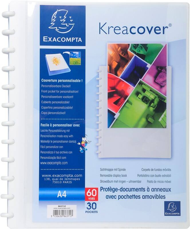 Exacompta Display Book 86371E A4 White 30 Pockets Pack of 4