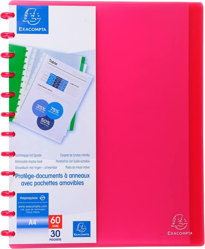 Exacompta Display Book 86355E A4 Red 30 Pockets Pack of 4