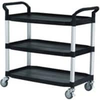 SLINGSBY 3 Shelf Service Trolley 384019 Plastic Black 52 x 110 x 102 cm