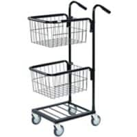 SLINGSBY Mini Mail Trolley with 2 Baskets 402700 Steel Black 38.5 x 66 x 109 cm