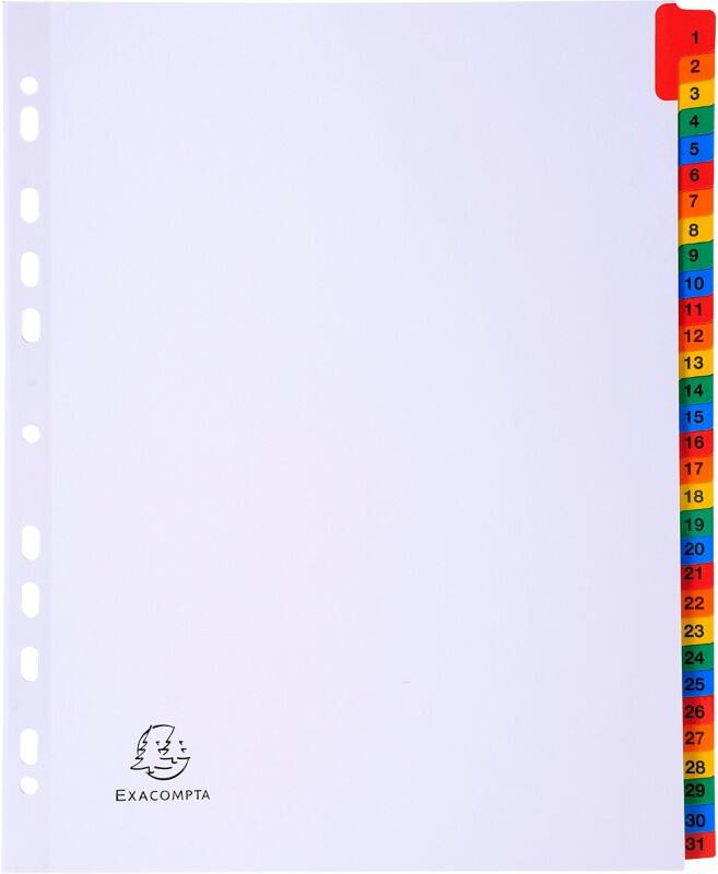 Exacompta Indices 4131E A4+ New Card New Card 1 to 31 Pack of 10