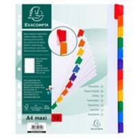 Exacompta Blank Dividers A4+ Assorted Multicolour 12 Part Cardboard 18 Holes 4312E Pack of 20