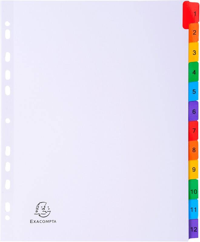 Exacompta Indices 4112E A4+ New Card New Card 1 to 12 Pack of 20