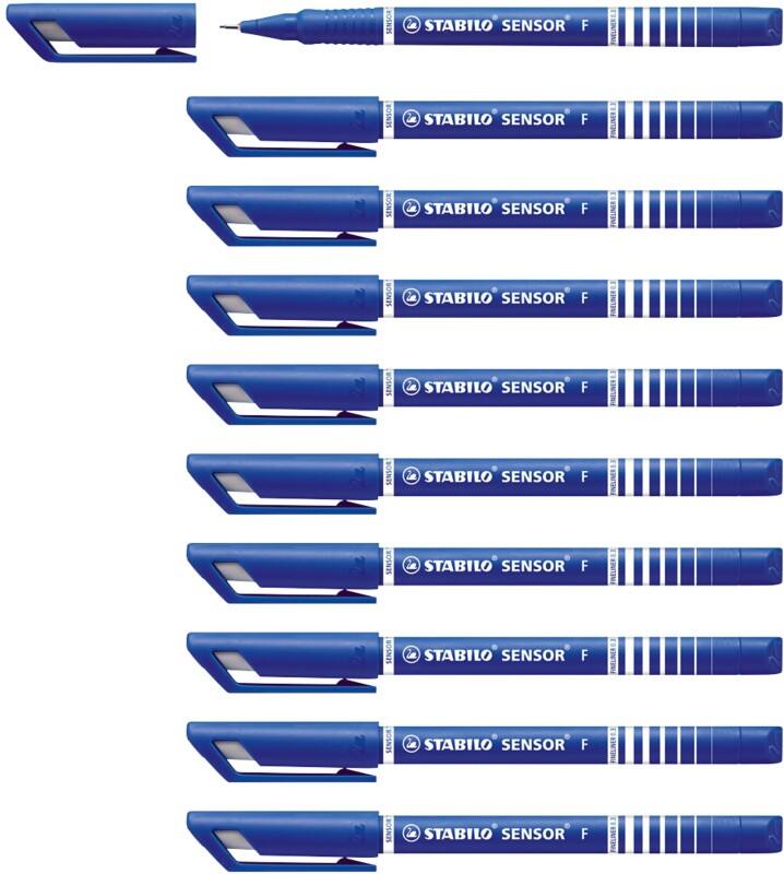 STABILO SENSOR Fineliner Pen 0.3 mm Needlepoint Blue 189/41 Pack of 10