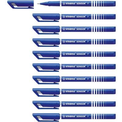 STABILO SENSOR Fineliner Pen 0.3 mm Blue Pack of 10