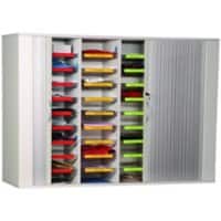 SLINGSBY Clearview Freestanding Mail Sorting Unit with Lockable Tambour Doors and with 16 Shelves 1048 x 1500 x 470 mm Grey