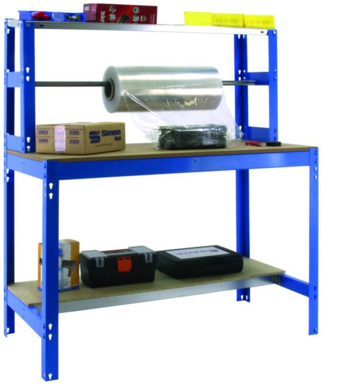 SLINGSBY Packing workbench with roll holder 1440 mm x 1200 mm x 750 mm