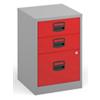Bisley Filing Cabinet with 3 Lockable Drawers PFA3 413 x 400 x 672mm Goose Grey & Cardinal Red