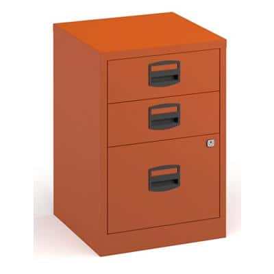 Bisley Filing Cabinet with 3 Lockable Drawers PFA3 413 x 400 x 672mm Orange