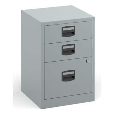 Bisley Filing Cabinet with 3 Lockable Drawers PFA3 413 x 400 x 672mm Silver