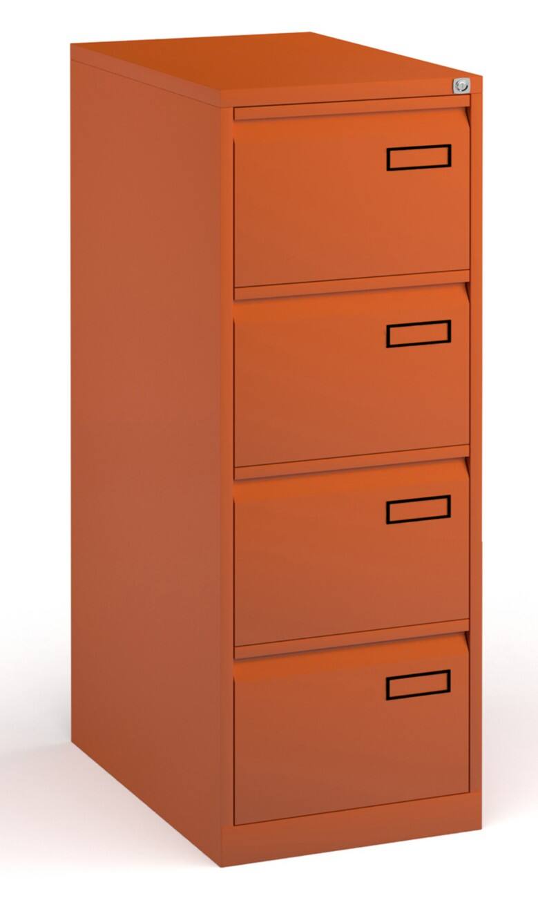 Bisley Filing Cabinet with 4 Lockable Drawers PSF4 470 x 470 x 1321 mm Orange