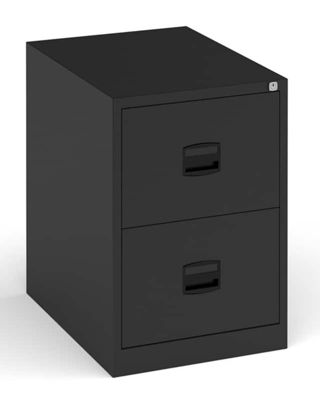 Dams International Contract Steel Filing Cabinet 2 Drawers Lockable 470 x 622 x 711 mm Black