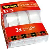 Scotch Crystal Tape and Dispenser Transparent 19mm x 7.5m 3 Rolls