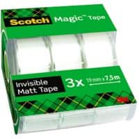 Scotch Tape Magic Transparent 19 mm (W) x 7.5 m (L) Pack of 3