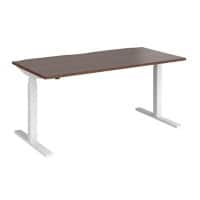 Elev8 Rectangular Sit Stand Single Desk with Walnut Melamine Top and White Frame 2 Legs Touch 1600 x 800 x 675 - 1300 mm