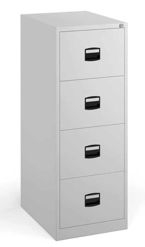 Dams International Contract Steel Filing Cabinet 4 Drawers Lockable 470 x 622 x 1,321 mm White