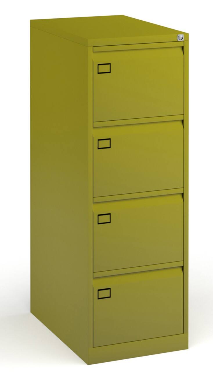 Dams International Filing Cabinet with 4 Lockable Drawers DEF4GN 470 x 622 x 1321mm Green