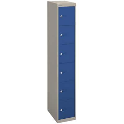Bisley Basic Contract Locker Lockable with 6 Doors CLK186 Steel 305 x 457 x 1802mm Goose Grey & Oxford Blue