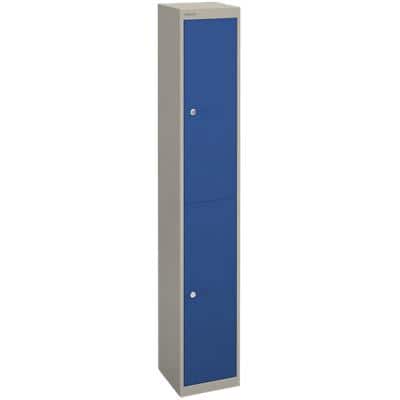 Bisley Basic Contract Locker Lockable with 2 Doors CLK122 Steel 305 x 305 x 1802mm Goose Grey & Oxford Blue