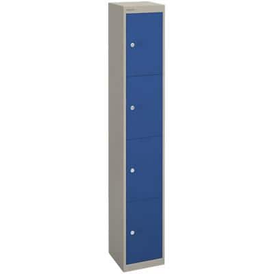 Bisley Basic Contract Locker Lockable with 4 Doors CLK124 Steel 305 x 305 x 1802mm Goose Grey & Oxford Blue