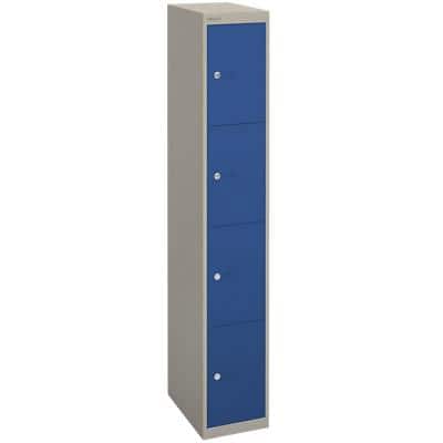 Bisley Basic Contract Locker Lockable with 4 Doors CLK184 Steel 305 x 457 x 1802mm Goose Grey & Oxford Blue