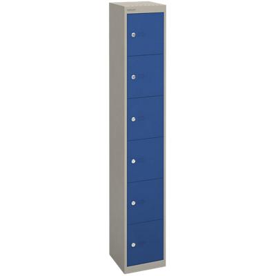 Bisley Basic Contract Locker Lockable with 6 Doors CLK126 Steel 305 x 305 x 1802mm Goose Grey & Oxford Blue