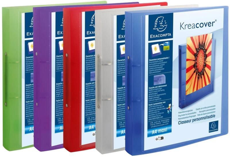 Exacompta Kreacover 30 mm Ring Binder PP (Polypropylene) A4 2 Rings Assorted 54769E 1Pack of 5