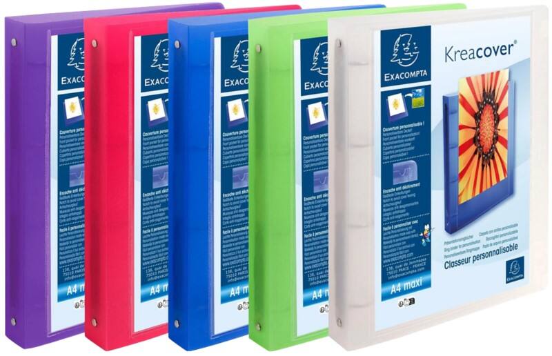 Exacompta Krea Cover 30 mm Ring Binder PP (Polypropylene) A4+ 4 Rings Assorted 51769E 1Pack of 5