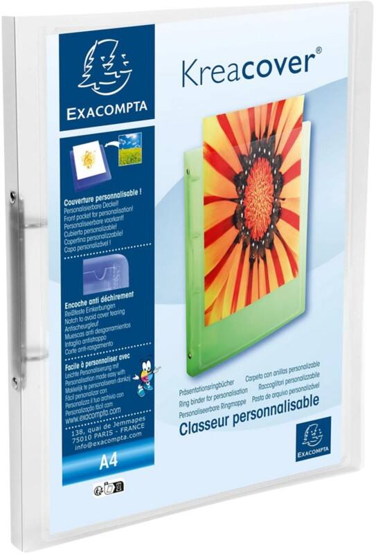 Exacompta Kreacover 15 mm Ring Binder PP (Polypropylene) A4 2 Rings Transparent 54960E Pack of 25