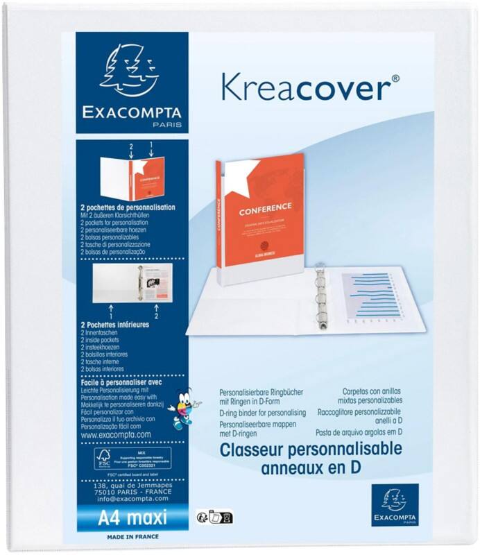 Exacompta Kreacover 15 mm Ring Binder PP (Polypropylene) A4+ 2 Rings White 51820E Pack of 10