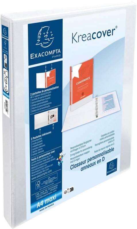 Exacompta Kreacover 20 mm Ring Binder PP (Polypropylene) A4+ 2 Rings White 51821E Pack of 10