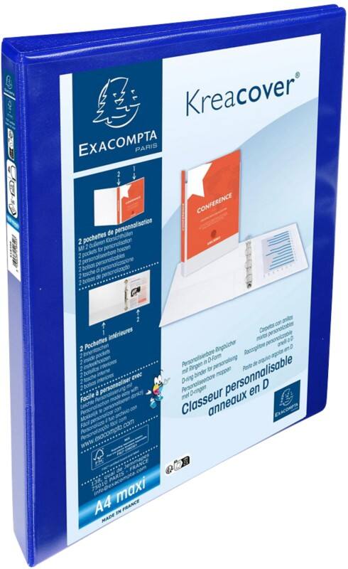 Exacompta Krea Cover 15 mm Ring Binder PP (Polypropylene) A4+ 4 Rings Blue 51840BE Pack of 10