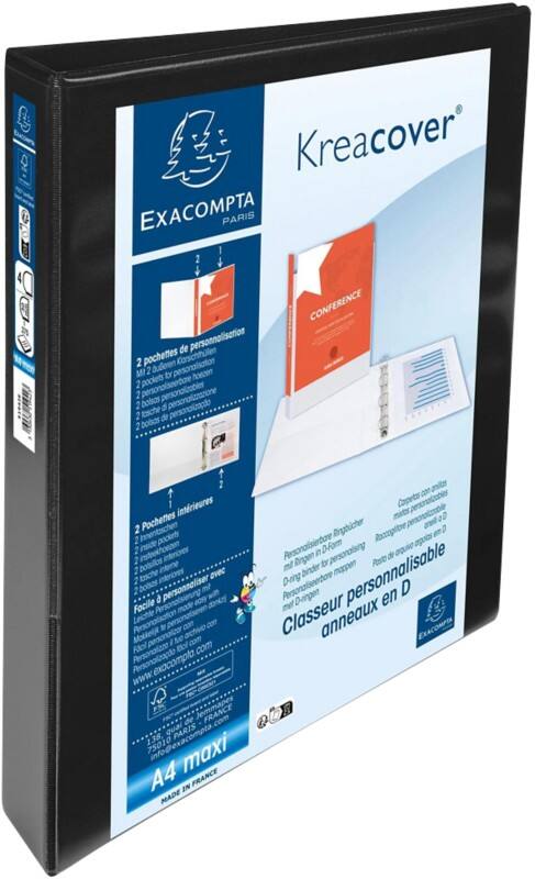 Exacompta Krea Cover 30 mm Ring Binder PP (Polypropylene) A4+ 4 Rings Black 51942NE Pack of 10