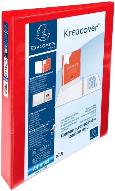 Exacompta Krea Cover 30 mm Ring Binder PP (Polypropylene) A4+ 4 Rings Red 51942RE Pack of 10
