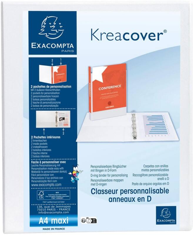 Exacompta Kreacover 30 mm Ring Binder PP (Polypropylene) A4+ 2 Rings White 51922E Pack of 10