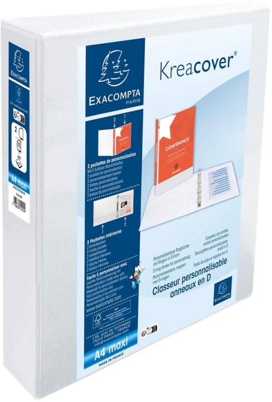Exacompta Krea Cover 50 mm Ring Binder PP (Polypropylene) A4+ 2 Rings White 51924E Pack of 10