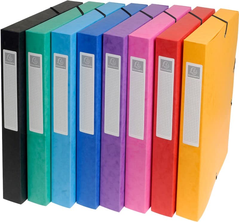 Exacompta Filing Box 50300E A4 25 mm Assorted Glossy Card Pack of 8