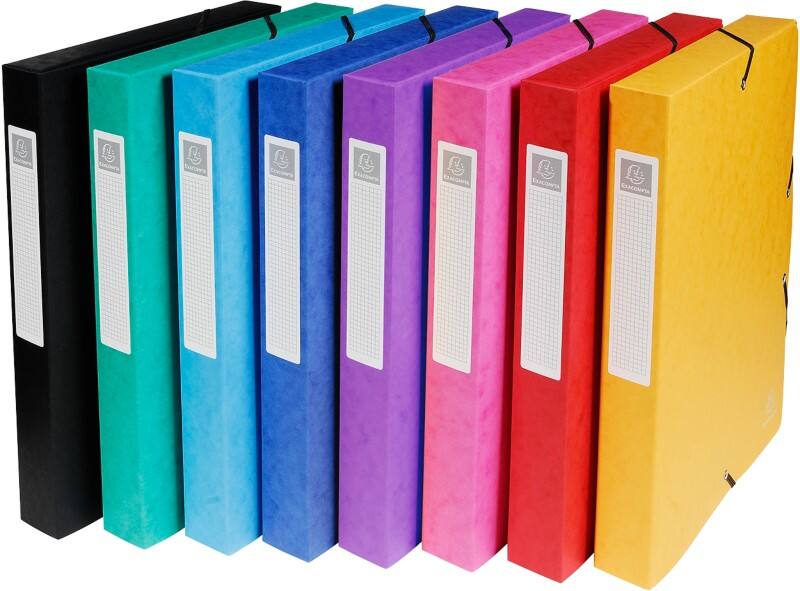 Exacompta Filing Box 50400E A4 Assorted Mottled Pressboard 40 mm Pack of 8