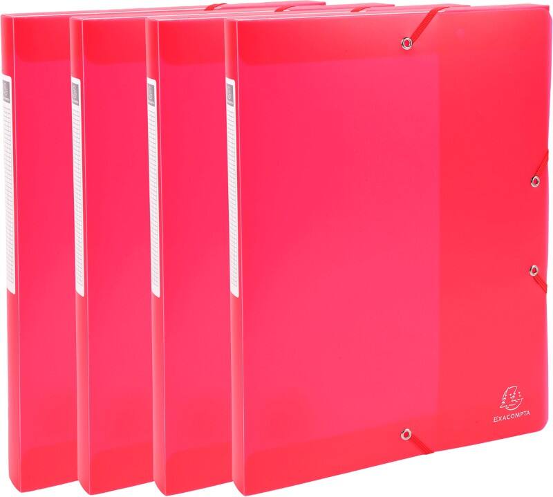 Exacompta Filing Box 59875E A4 Red Polypropylene 25 x 33 cm Pack of 4