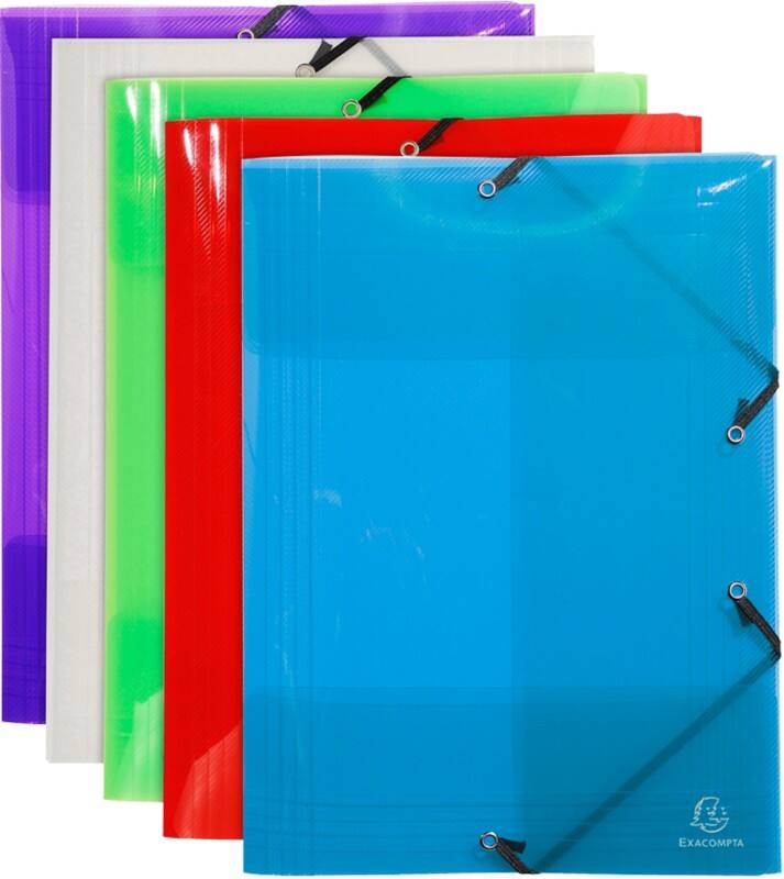 Exacompta 3 Flap Folder 59700E A3 Assorted Polypropylene 32 x 44 cm Pack of 10