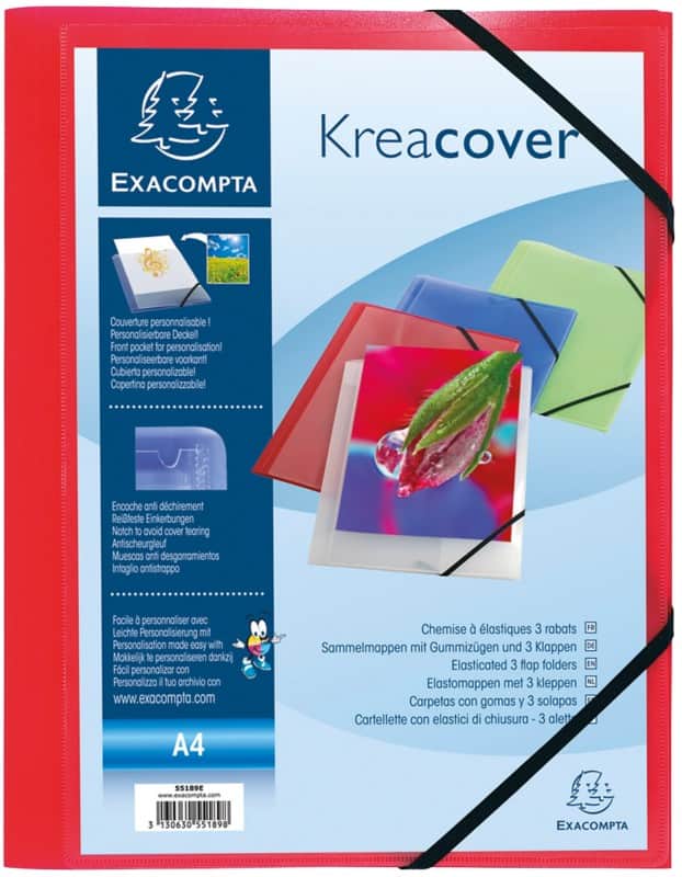 Exacompta 3 Flap Folder 55185E A4 Red Polypropylene 24 x 32 cm Pack of 25