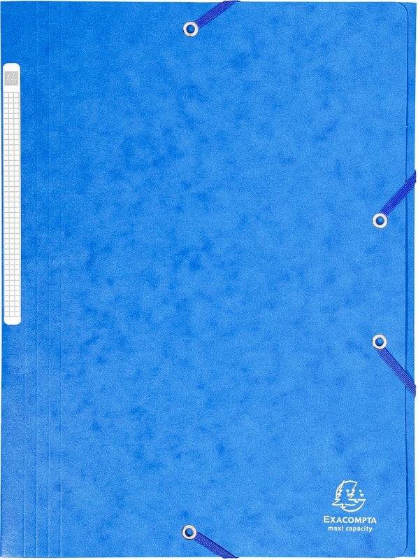 Exacompta 3 Flap Folder 17105H A4 Blue 425gsm Pressboard 24x32cm Pack of 25