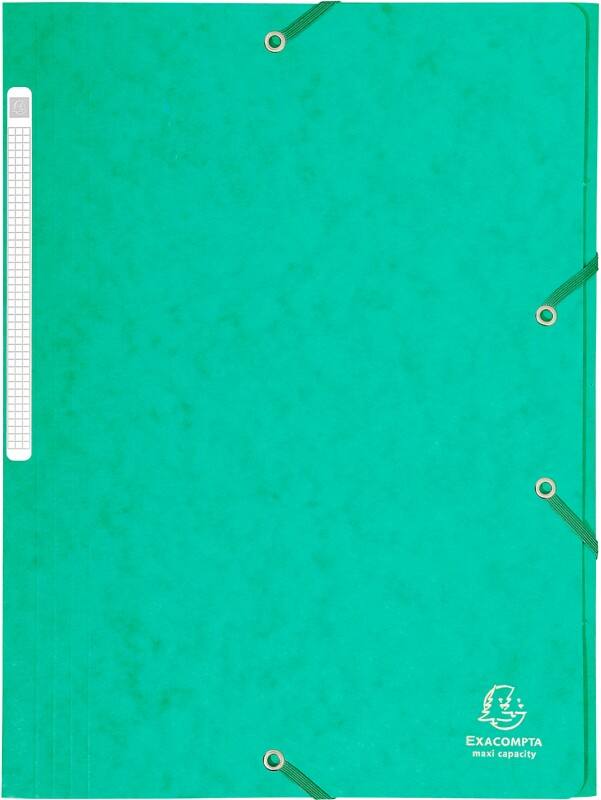 Exacompta 3 Flap Folder 17103H A4 Green 425gsm Pressboard 24x32cm Pack of 25