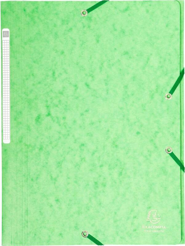 Exacompta 3 Flap Folder 17122H A4 Soft Green 425gsm Pressboard 24x32cm Pack of 25
