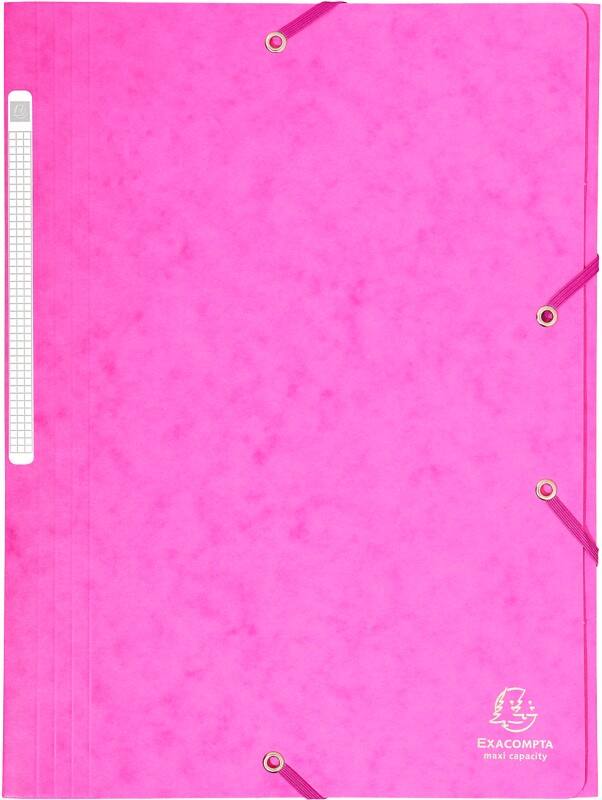 Exacompta 3 Flap Folder 17108H A4 Pink 425gsm Pressboard 24x32cm Pack of 25