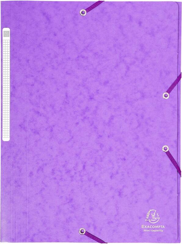 Exacompta 3 Flap Folder 17113H A4 Purple 425gsm Pressboard 24x32cm Pack of 25