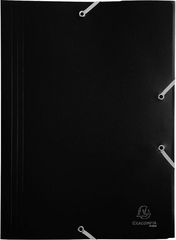 Exacompta 3 Flap Folder 55901E A4 Black Polypropylene 24 x 32 cm Pack of 30