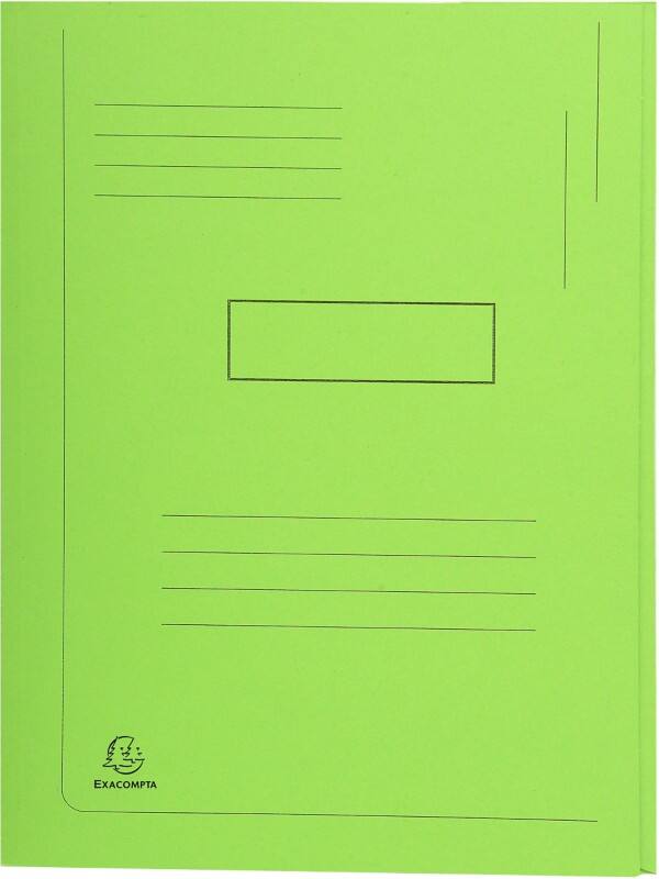 Exacompta 2 Flap Folder 445013E A4 Bright Green Cardboard 24 x 32 cm Pack of 50