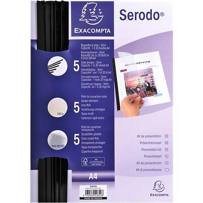 Exacompta Report Covers with Binding Rods 42842E A4 Black PVC 21 x 29.7 cm Pack of 5