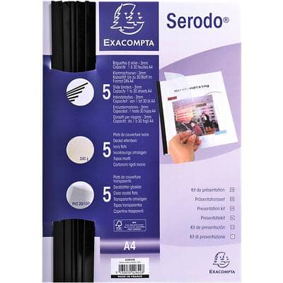 Exacompta Report Covers with Binding Rods 42842E A4 Black PVC 21 x 29.7 cm Pack of 5